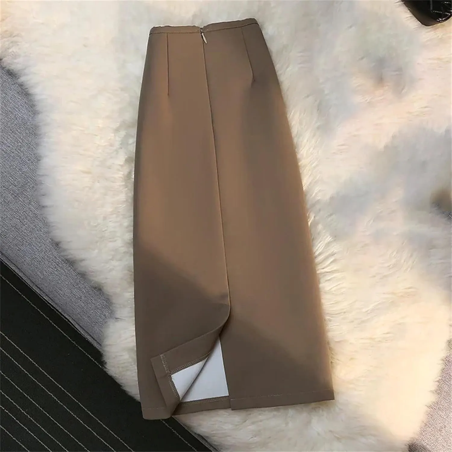 Women's Formal Pencil Skirt  High Waist Drape Suit Long Skirt Zipper Below Knee Bodycon Skirt for Work Business