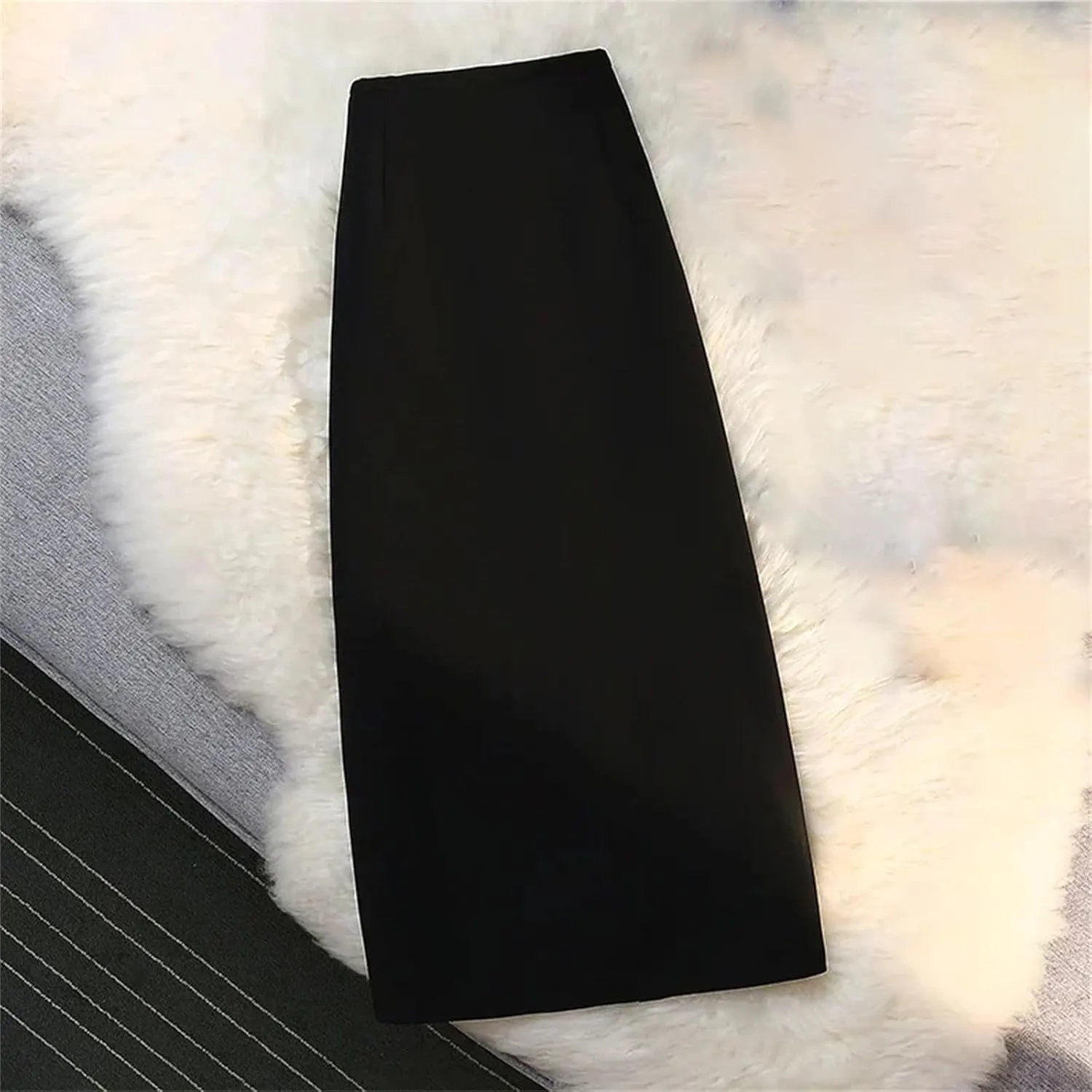 Women's Formal Pencil Skirt  High Waist Drape Suit Long Skirt Zipper Below Knee Bodycon Skirt for Work Business