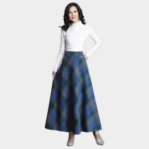 Womens Plaid Wool Skirt - High Waist, Thick Warm Elegant Winter Skirt, Red, Blue, and More