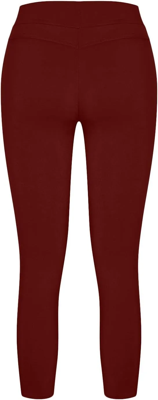 Women's Ripped Pencil Pants High Waist Lace-up Skinny Stretchy Leggings Workout Casual Yoga Trousers with Pockets