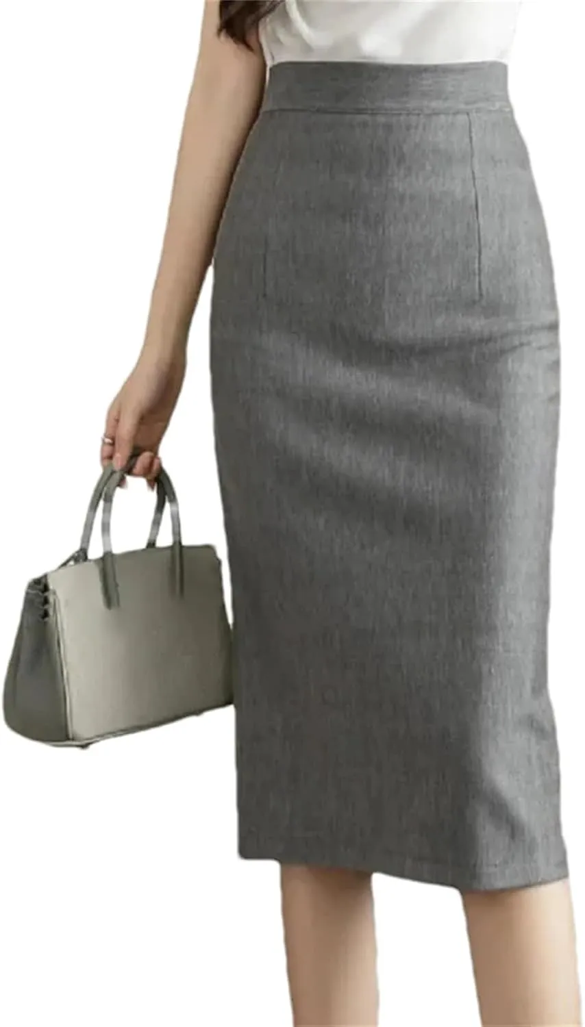 Women's Vintage Stretch Pencil Skirt  Office Lady Formal Midi Skirt Elegant Package Hip Below Knee Skirt