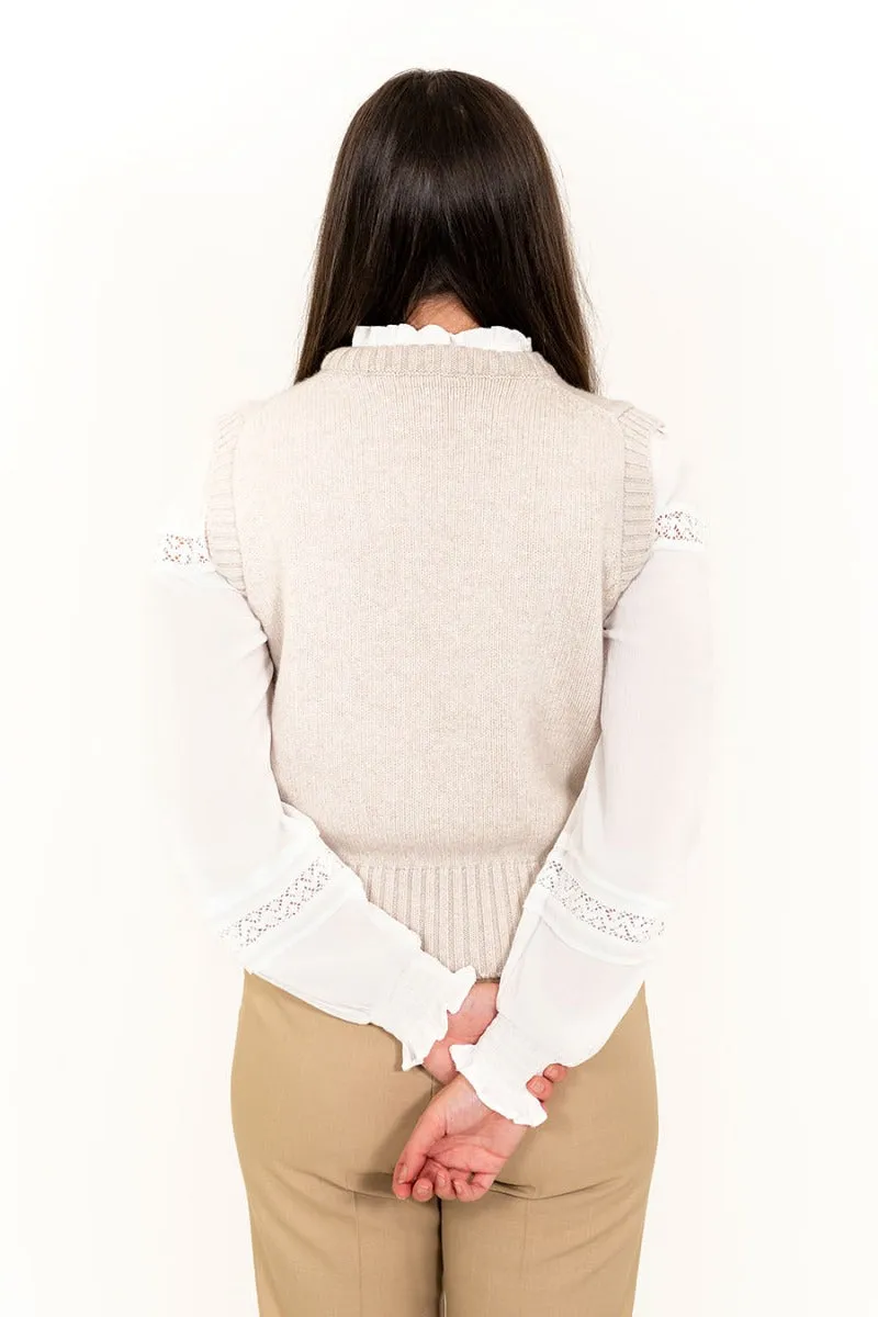 Womens Warm Geelong Lambswool Tank Top - Linen