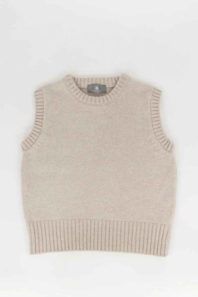 Womens Warm Geelong Lambswool Tank Top - Linen