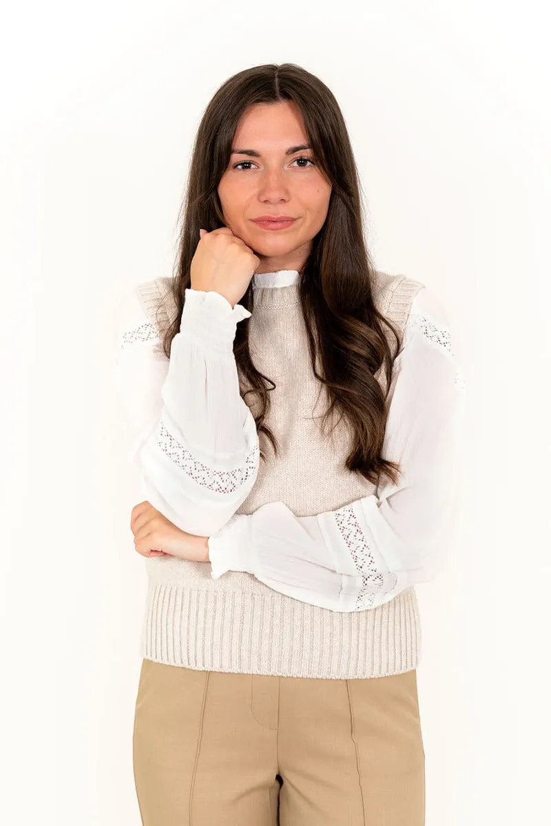 Womens Warm Geelong Lambswool Tank Top - Linen