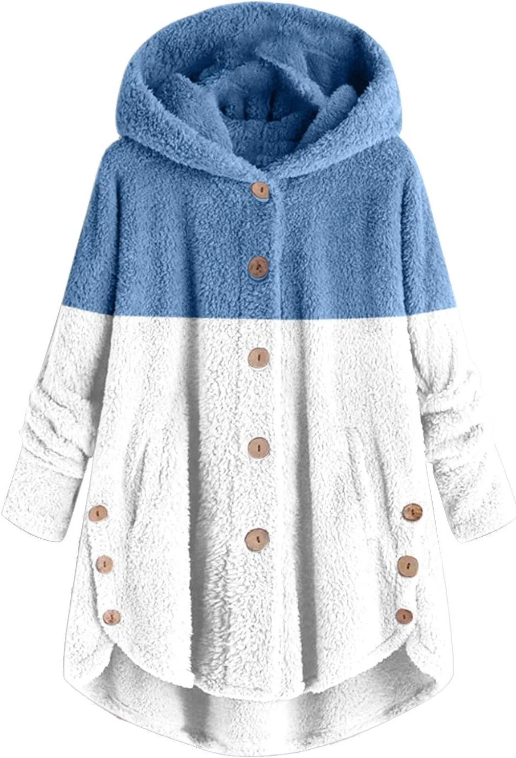 Womens Winter Jacket Coats Button Hem Plus Size Hoodie Top Sweater Blouse Thermal Sweatshirt Outerwear Women