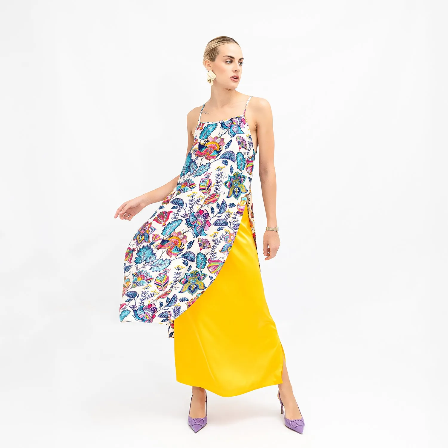 Yellow Satin Evelyn Skirt