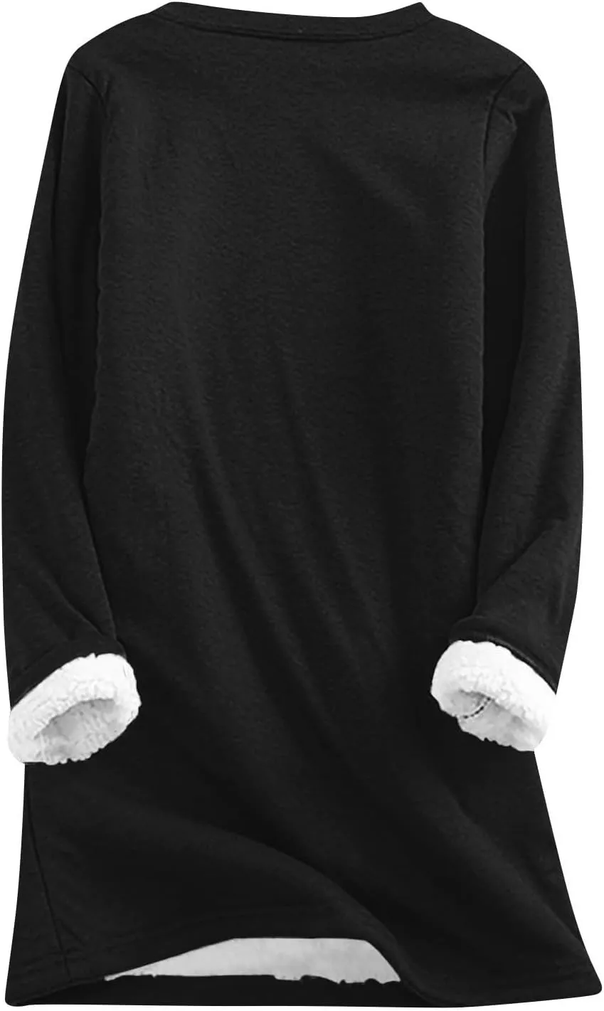 Yes,I'm Still Freezing -Me 24:7 Sherpa Lined Sweatshirt Women Fuzzy Fleece Thermal Jackets Casual Loose Tunic Tops